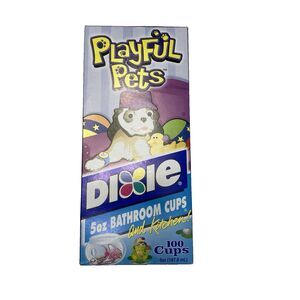 Dixie Playful Pets Waxed Paper Cups Vintage 5 oz 100 Ct Open Box Nostalgia Kids